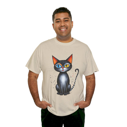 Cat Lover T-Shirt, Feline Graphic Tee, Multicolor Kitten Print Top, Animal Theme Shirt, Cat Enthusiast Clothing