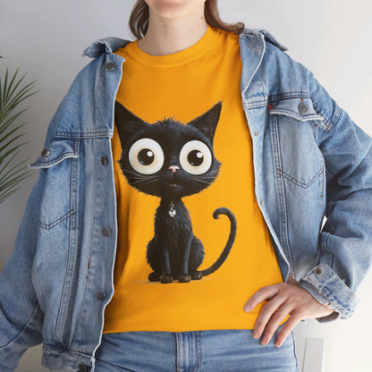 Cat Lover T-Shirt, Cute Kitty Tee, Adorable Feline Shirt, Big Eyed Cat Top, Animal Graphic Tee for Pet Owners