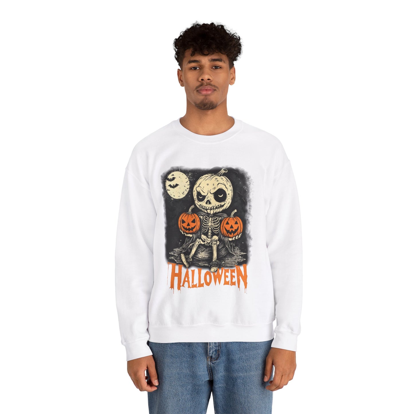 Halloween Pumpkin little Skull Sweatshirt, Fall Autumn Costume Jumper, Spooky Season Pullover, Trick or Treat Top, Jack O Lantern Graphic