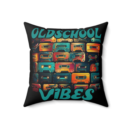 Oldschool Vibes 80er Retro Kassette Kissen, Geschenk für Musikliebhaber, Vintage Musik, Retro Kassette T-Shirt, Spun Polyester Square Pillow