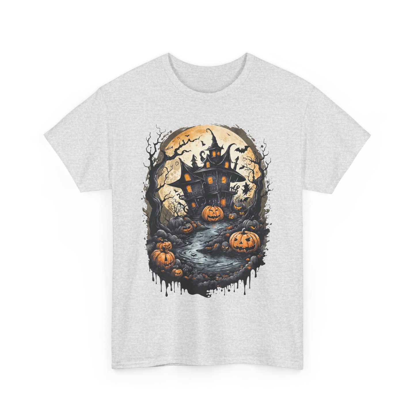 Halloween Pumpkin Dark House Tee, Scary Halloween Shirt, Horror Pumpkin T-Shirt, Spooky Jack-o-Lantern Top, Halloween Costume Apparel