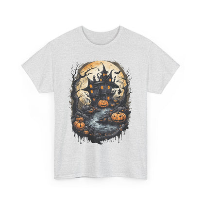 Halloween Pumpkin Dark House Tee, Scary Halloween Shirt, Horror Pumpkin T-Shirt, Spooky Jack-o-Lantern Top, Halloween Costume Apparel