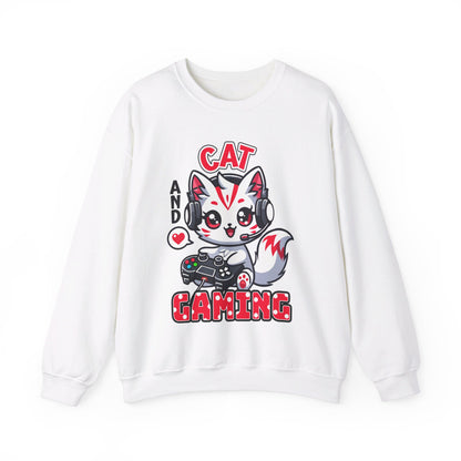 Cat and Gaming Unisex Heavy Blend™ Crewneck Sweatshirt / Anime / Katze / Geschenk / Zocken