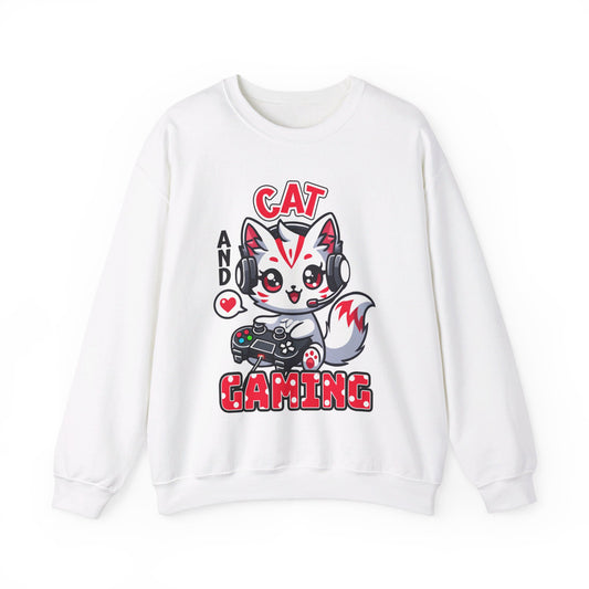 Cat and Gaming Unisex Heavy Blend™ Crewneck Sweatshirt / Anime / Katze / Geschenk / Zocken