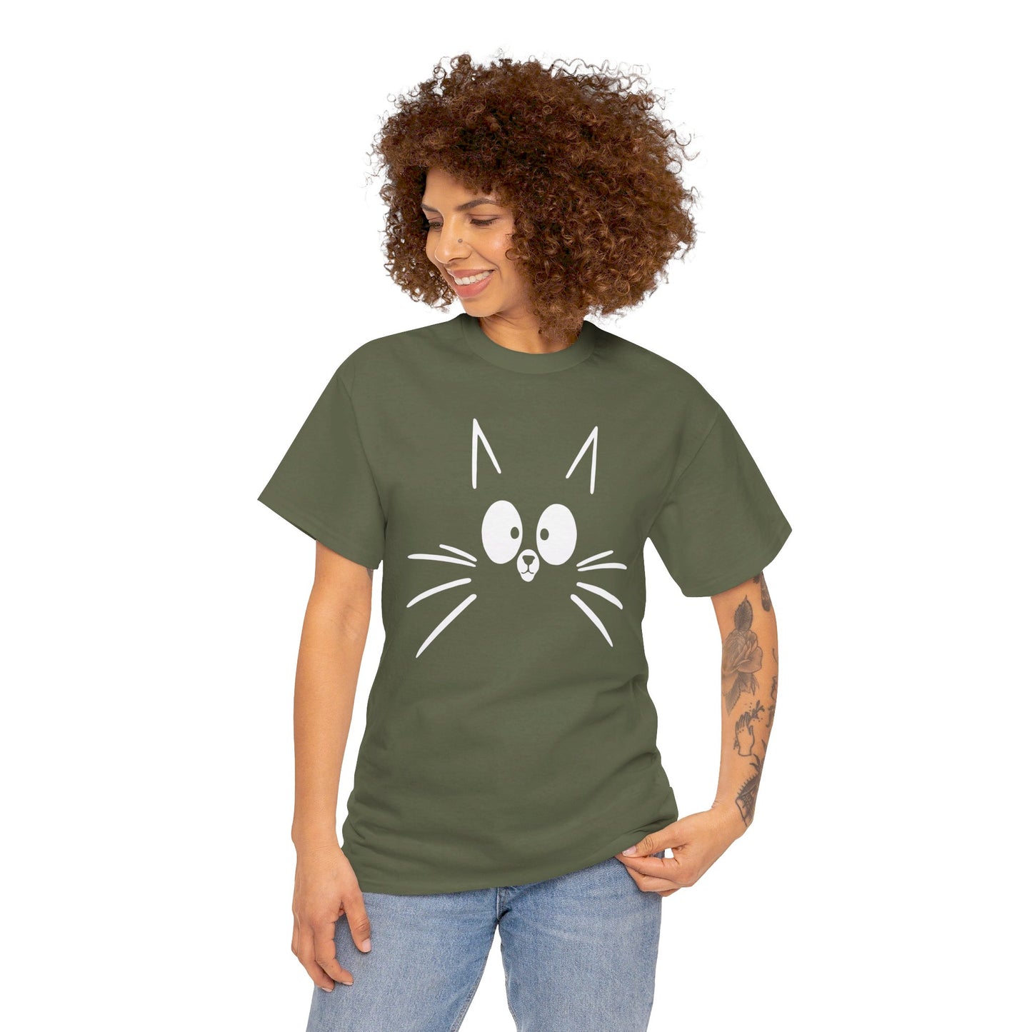 Minimalist Cat Face T-Shirt / Geschenk / Katzenliebhaber /Zocken / gaming / Comic / Katze