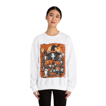 Halloween Pumpkin Witch Sweatshirt, Fall Autumn Costume Jumper, Spooky Season Pullover, Trick or Treat Top, Jack O Lantern Graphic Tee