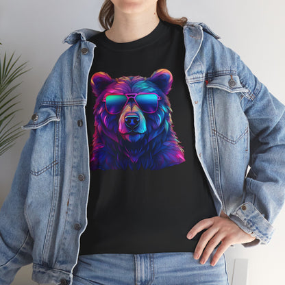 Cooler Bär mit Sonnenbrille T-Shirt / Neon Bären Grafik Design für Tierliebhaber und Streetwear Fans T-Shirt / Geschenk