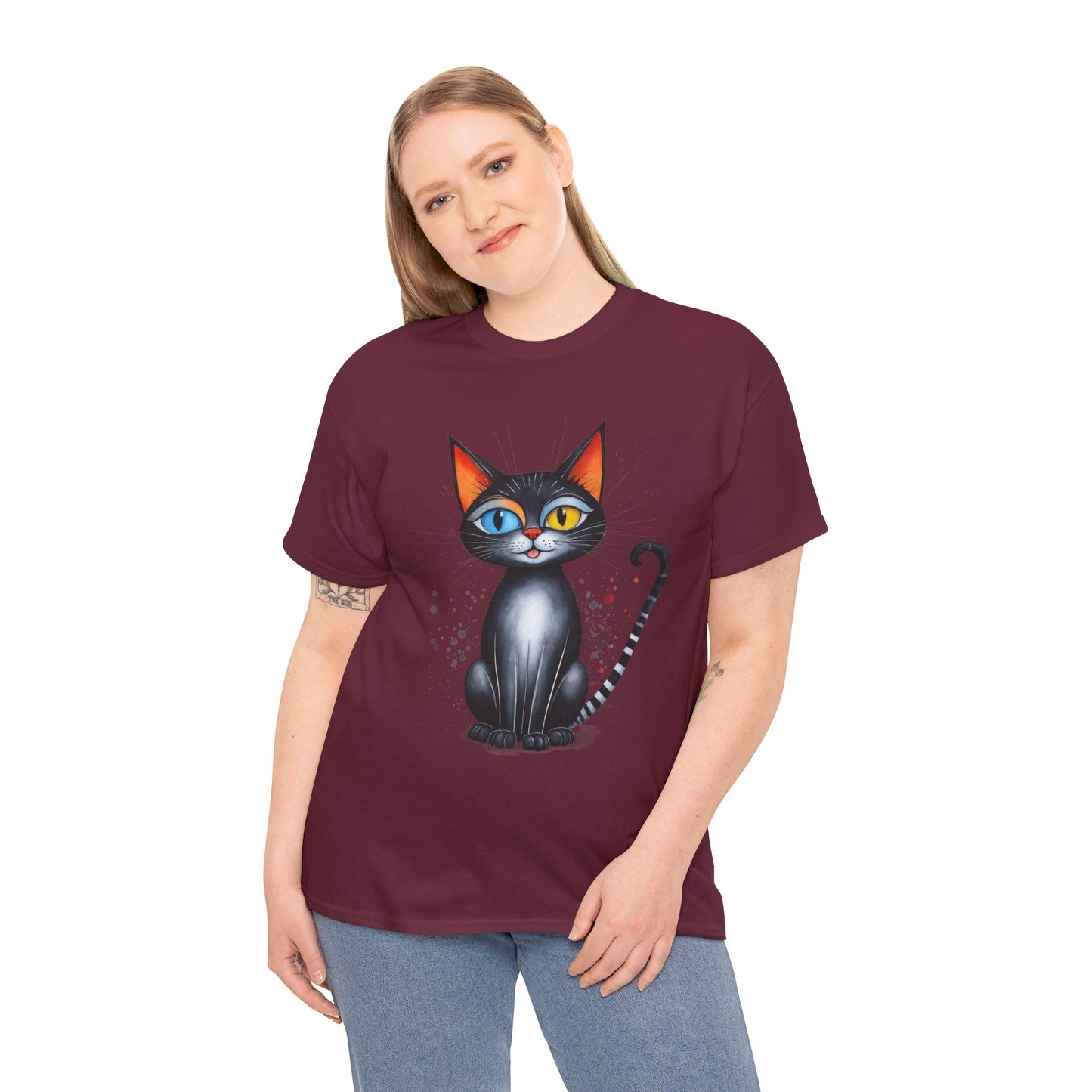 Cat Lover T-Shirt, Feline Graphic Tee, Multicolor Kitten Print Top, Animal Theme Shirt, Cat Enthusiast Clothing