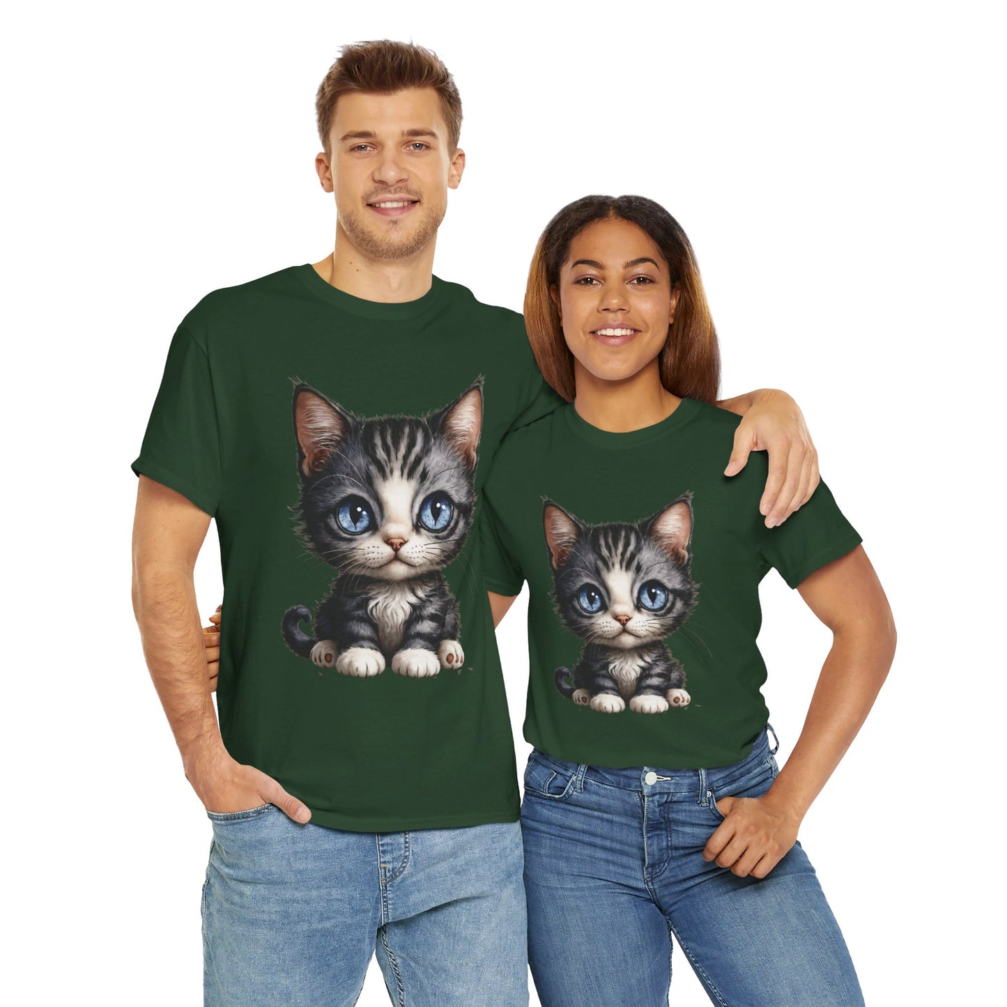 Cat Lover T-Shirt, Cute Kitten Graphic Tee, Animal Print Top, Blue Eyed Cat Shirt, Pet Owner Gift