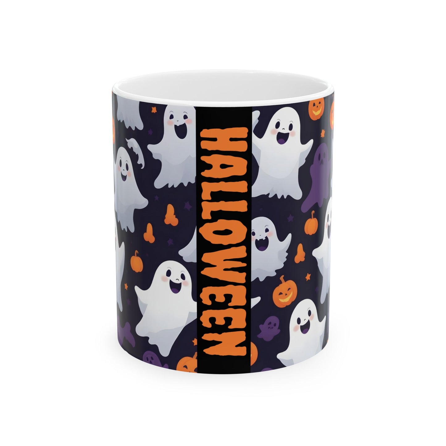 Ceramic Mug, Halloween Cute Ghost & Pumpkins, Spooky Coffee Cup, Halloween Mug, Ghost Pumpkin Mug, Fall Drinkware, Halloween Decor,