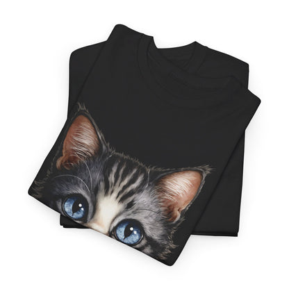 Cat Lover T-Shirt, Cute Kitten Graphic Tee, Animal Print Top, Blue Eyed Cat Shirt, Pet Owner Gift