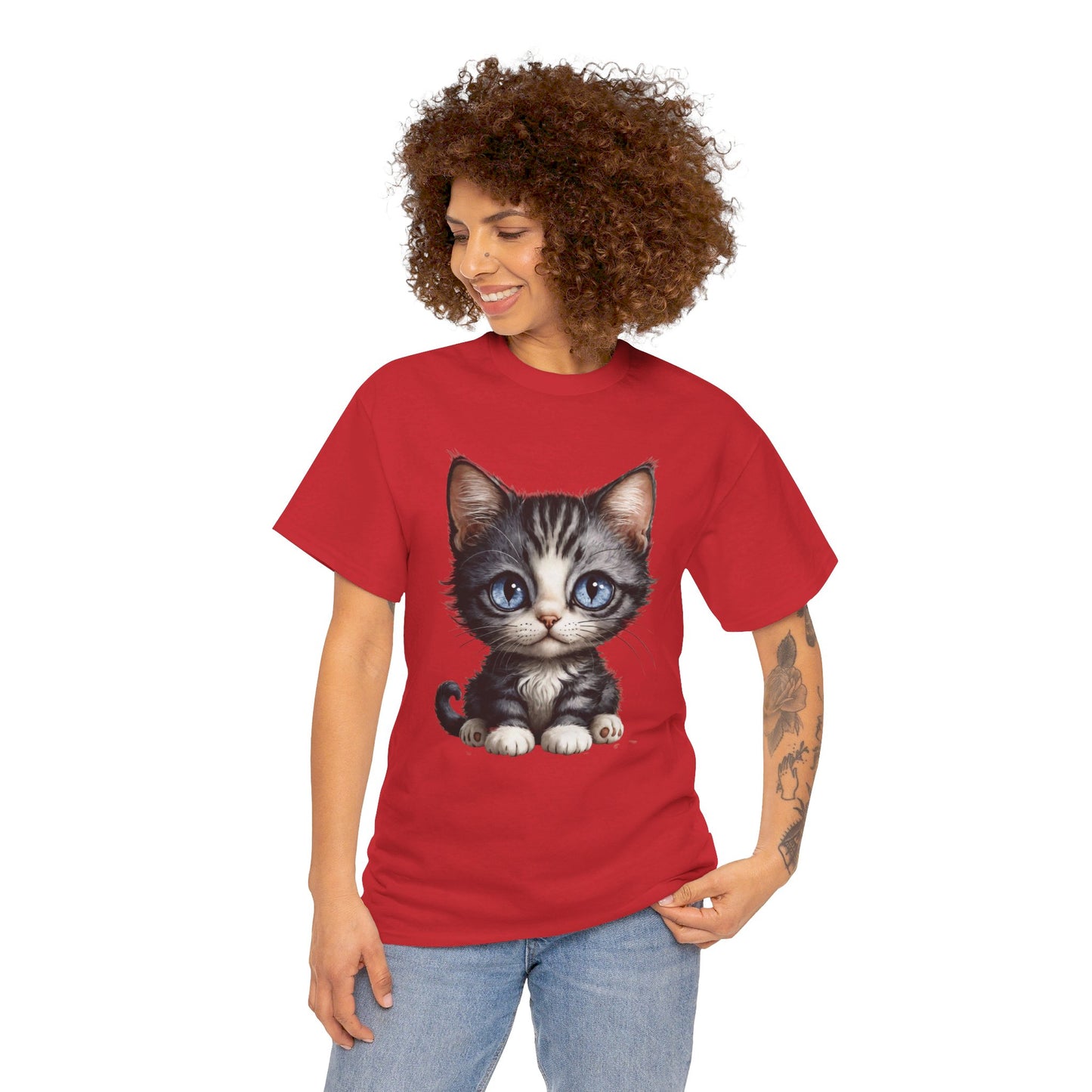 Cat Lover T-Shirt, Cute Kitten Graphic Tee, Animal Print Top, Blue Eyed Cat Shirt, Pet Owner Gift