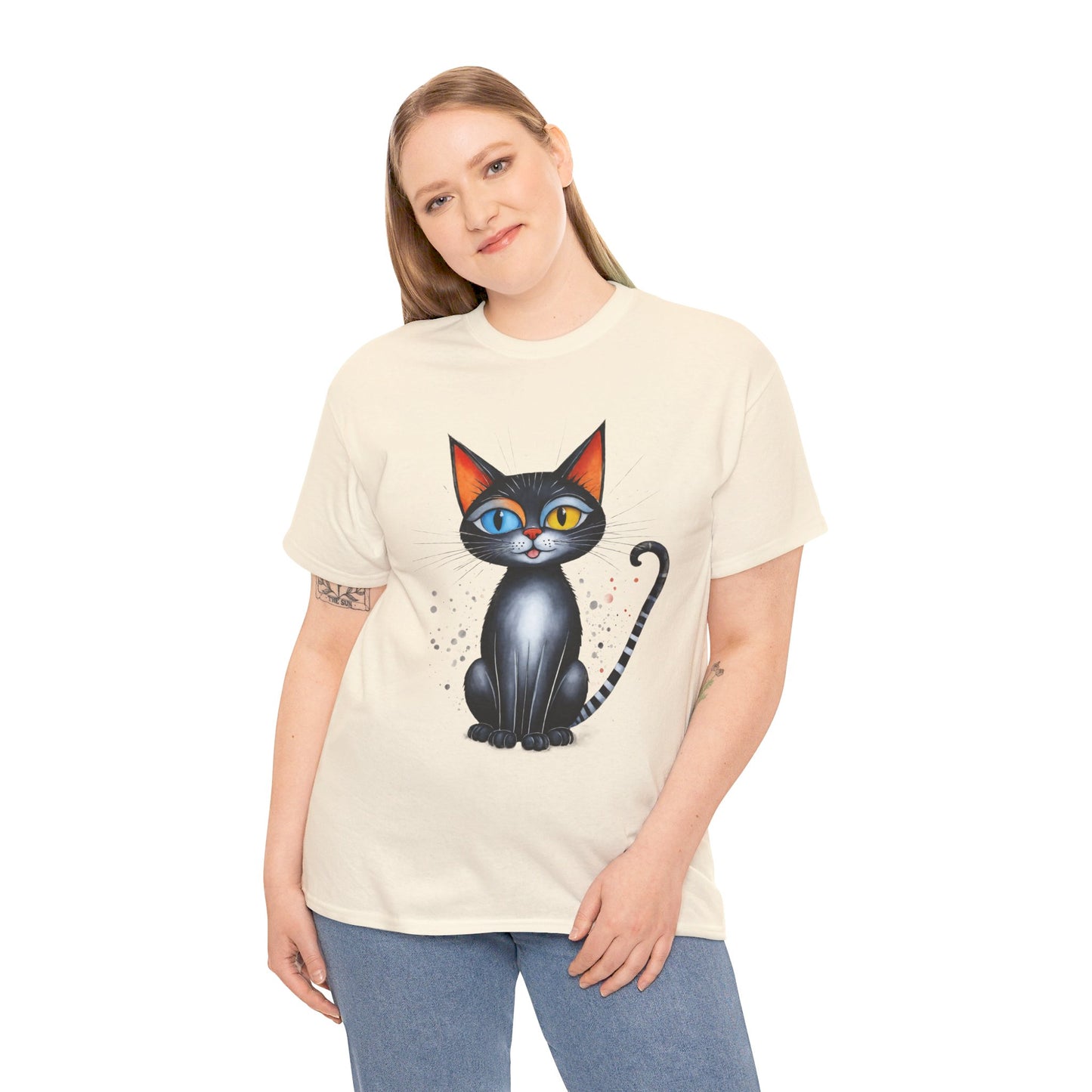 Cat Lover T-Shirt, Feline Graphic Tee, Multicolor Kitten Print Top, Animal Theme Shirt, Cat Enthusiast Clothing