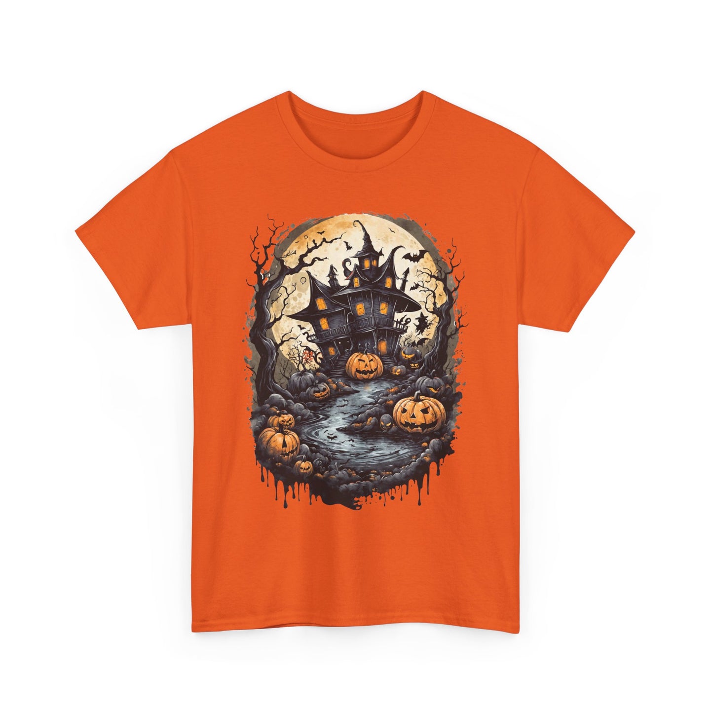 Halloween Pumpkin Dark House Tee, Scary Halloween Shirt, Horror Pumpkin T-Shirt, Spooky Jack-o-Lantern Top, Halloween Costume Apparel