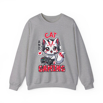 Cat and Gaming Unisex Heavy Blend™ Crewneck Sweatshirt / Anime / Katze / Geschenk / Zocken