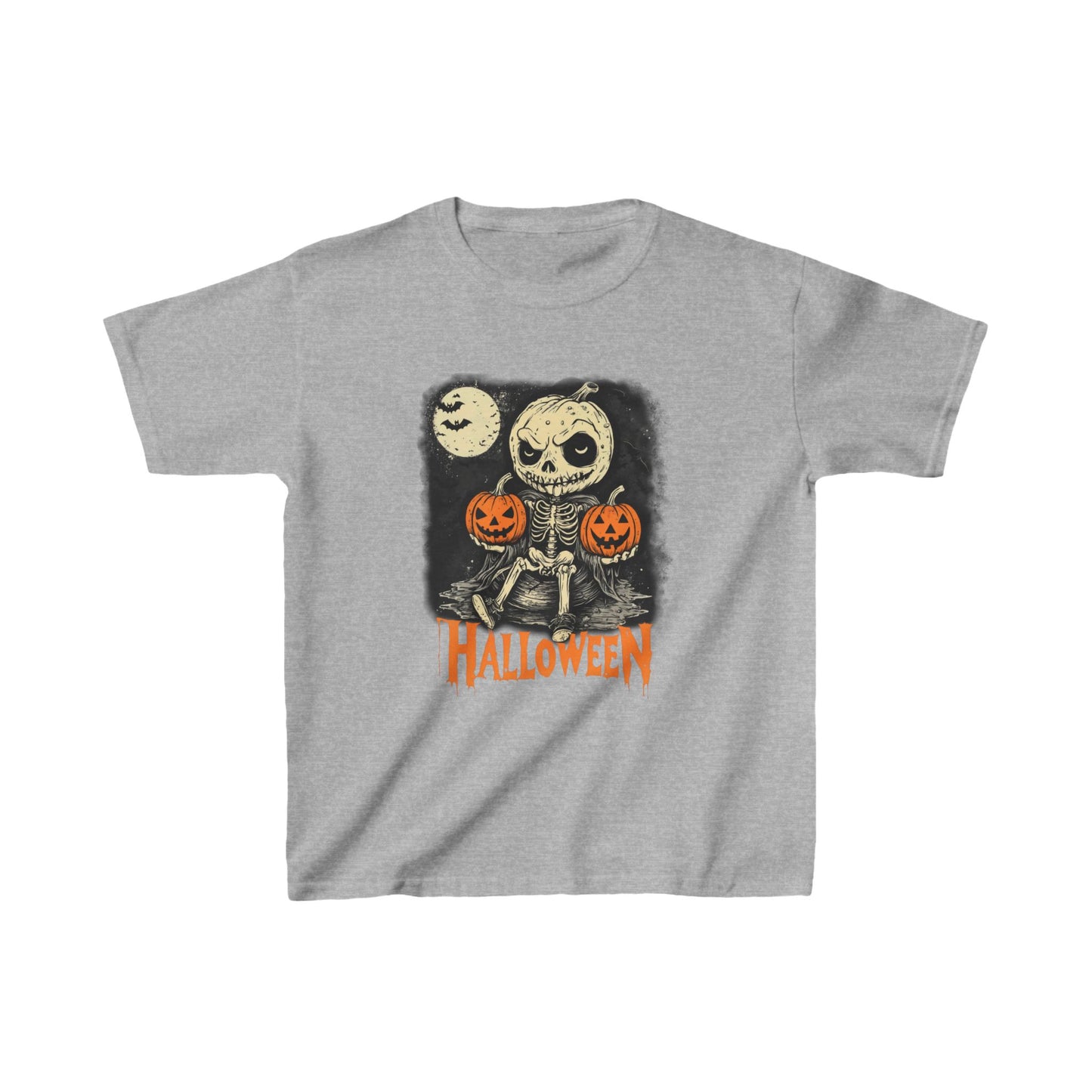 Halloween Pumpkin little Skull with Pumpkins and Ghosts, Halloween Tee for Children, Spooky Shirt for Kids, Trick or Treat Costume Top,