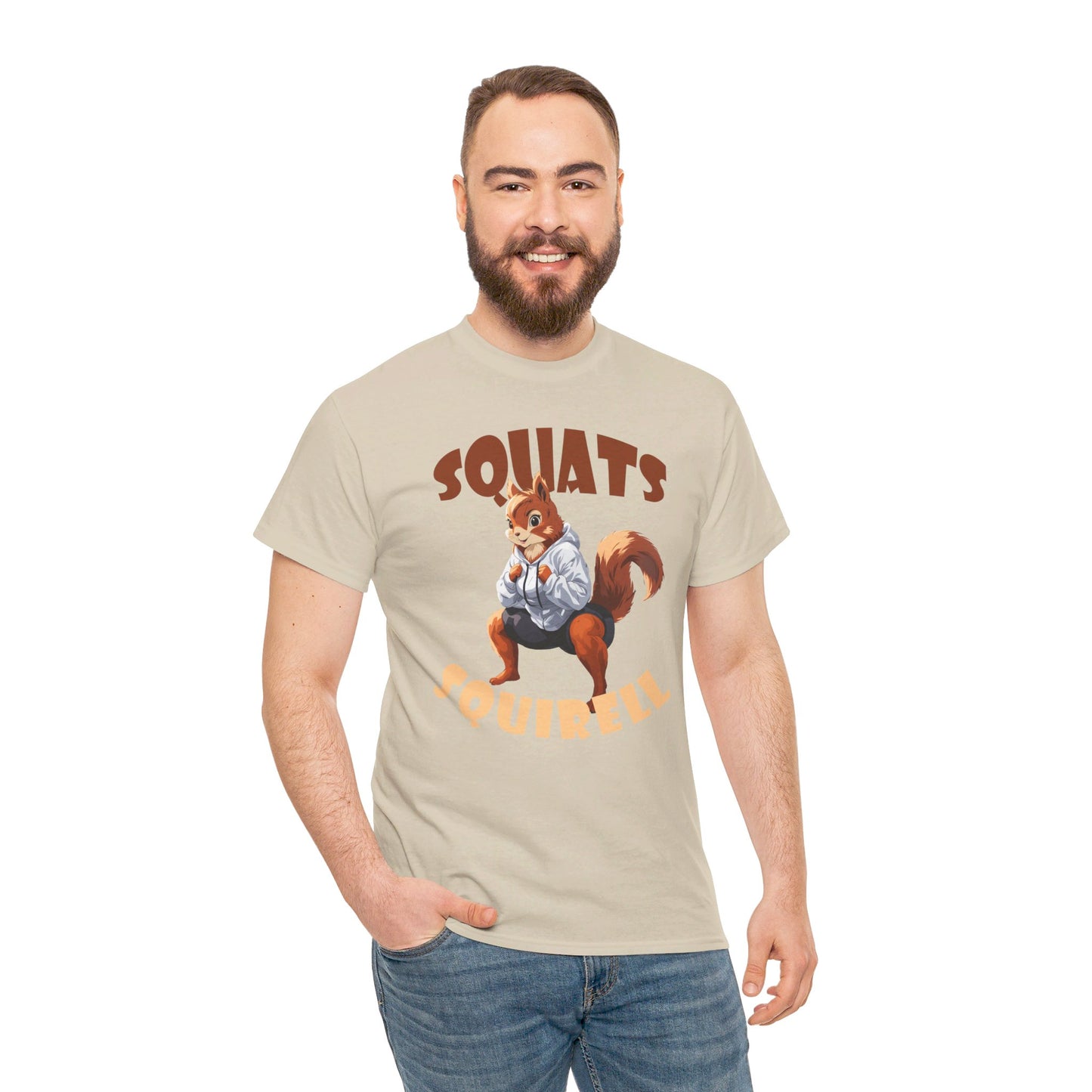 Squats Squirell T-Shirt - Lustiges Cartoon T-Shirt für Fitness-Enthusiasten und Katzenliebhaber