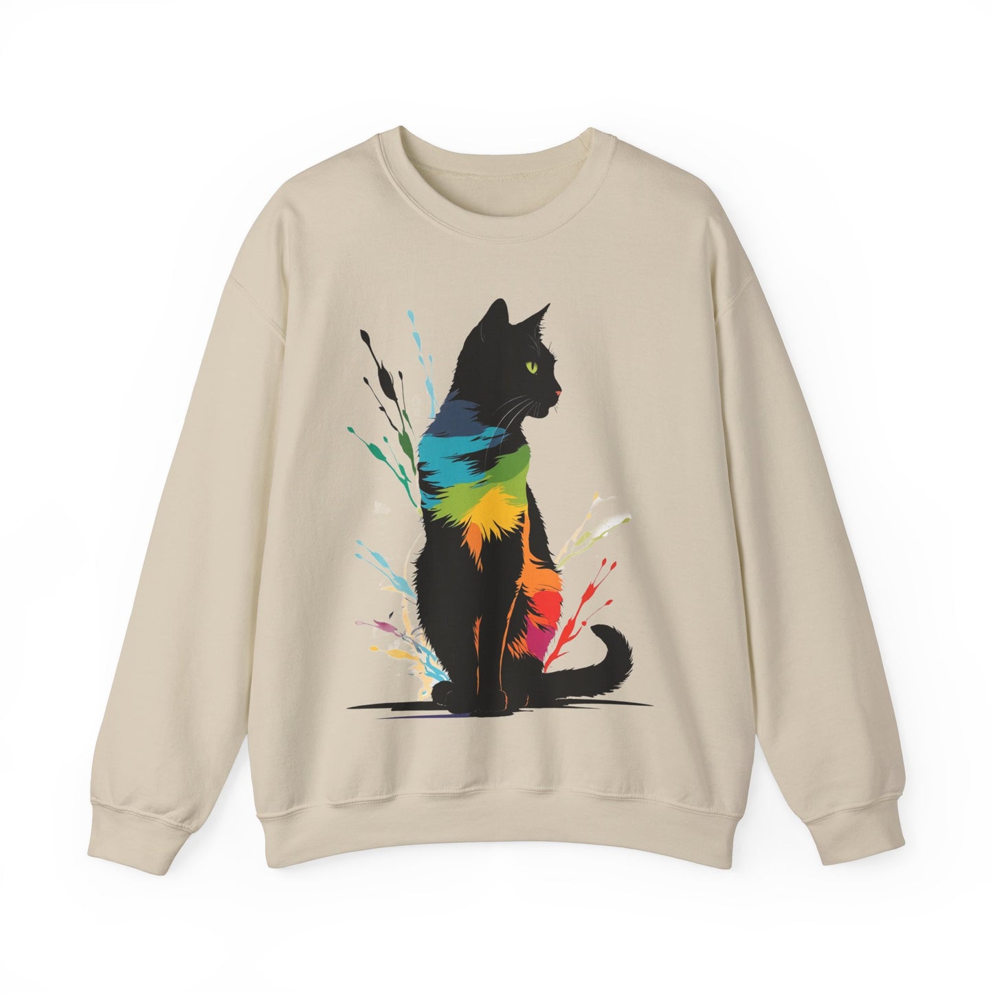 Black Cat Paint Splatter Sweatshirt, Cat Lover Gift, Animal Graphic Jumper, Unique Pet Clothing, Halloween Costume, Gifts for Her