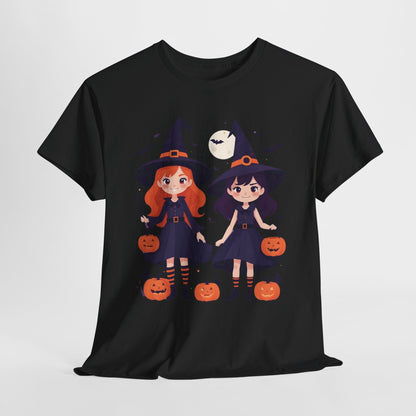 Halloween Witch Tee, Cute Smiling Girls Costume, Unisex Cotton Shirt, Halloween Party, Trick or Treat, Funny Halloween Gift, Spooky Witch