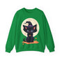 Halloween Fantasy Cute Smiling black Witch Kitten Sweatshirt, Halloween Sweatshirt, Witch Kitten Sweater, Fantasy Crewneck, Cute Halloween