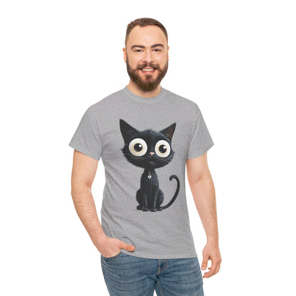 Cat Lover T-Shirt, Cute Kitty Tee, Adorable Feline Shirt, Big Eyed Cat Top, Animal Graphic Tee for Pet Owners