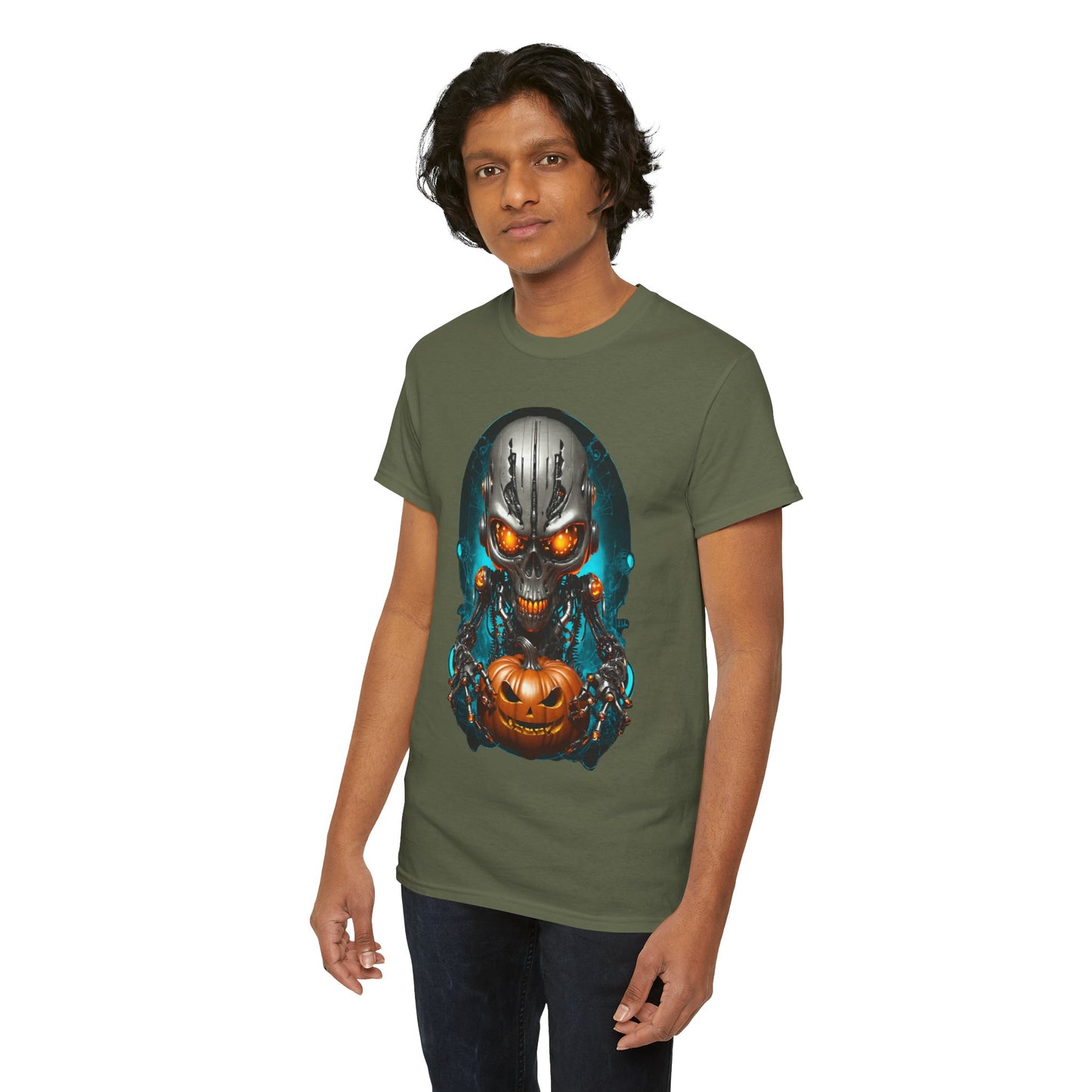 Halloween Pumking Cyborg T-Shirt, Halloween Tee, Unisex Shirt, Pumpkin Design Shirt, Halloween Costume