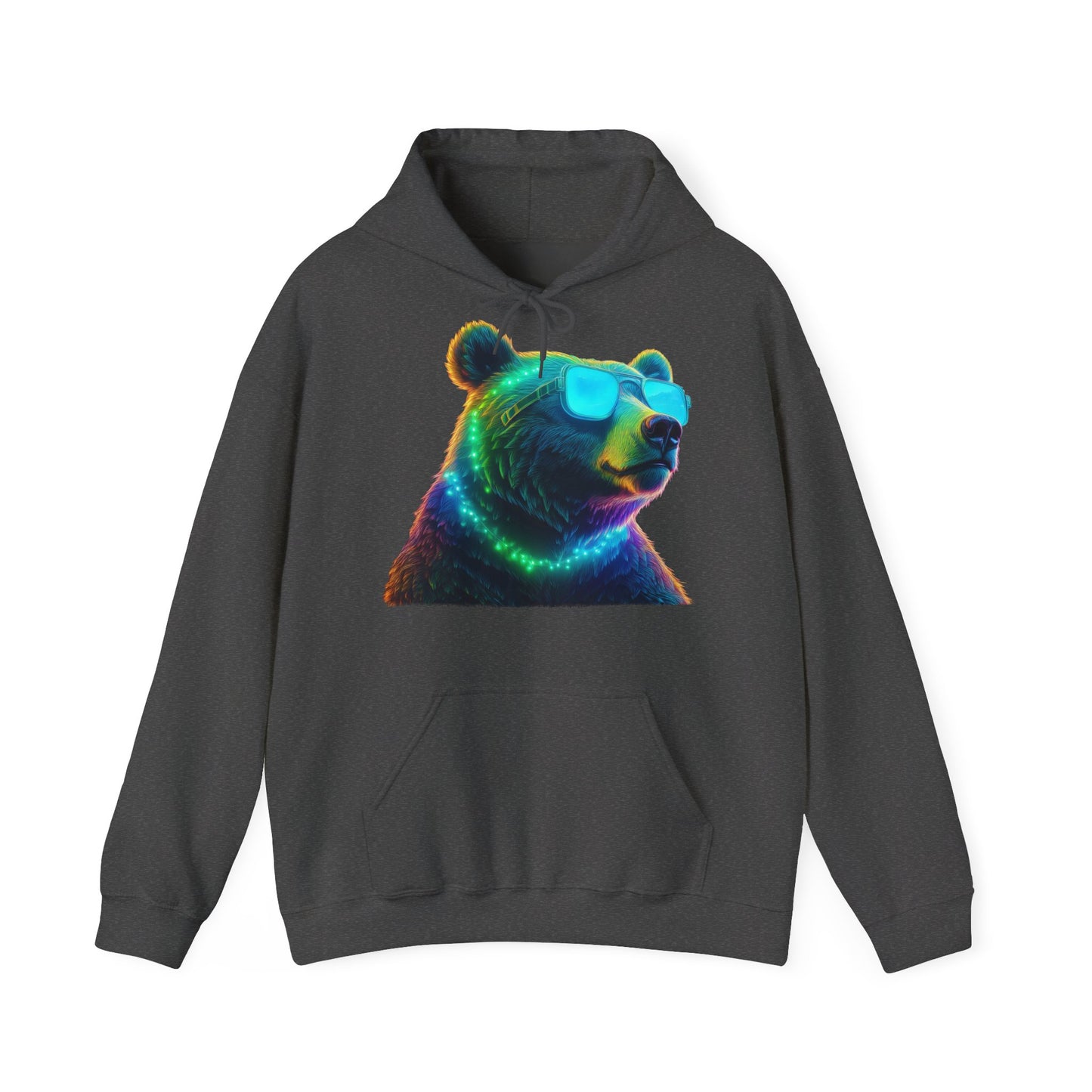 Cooler Bär mit Sonnenbrille Hoodie / Neon Bären Grafik / Wild Design für Tierliebhaber und Streetwear Fans / Lustiges Geschenk