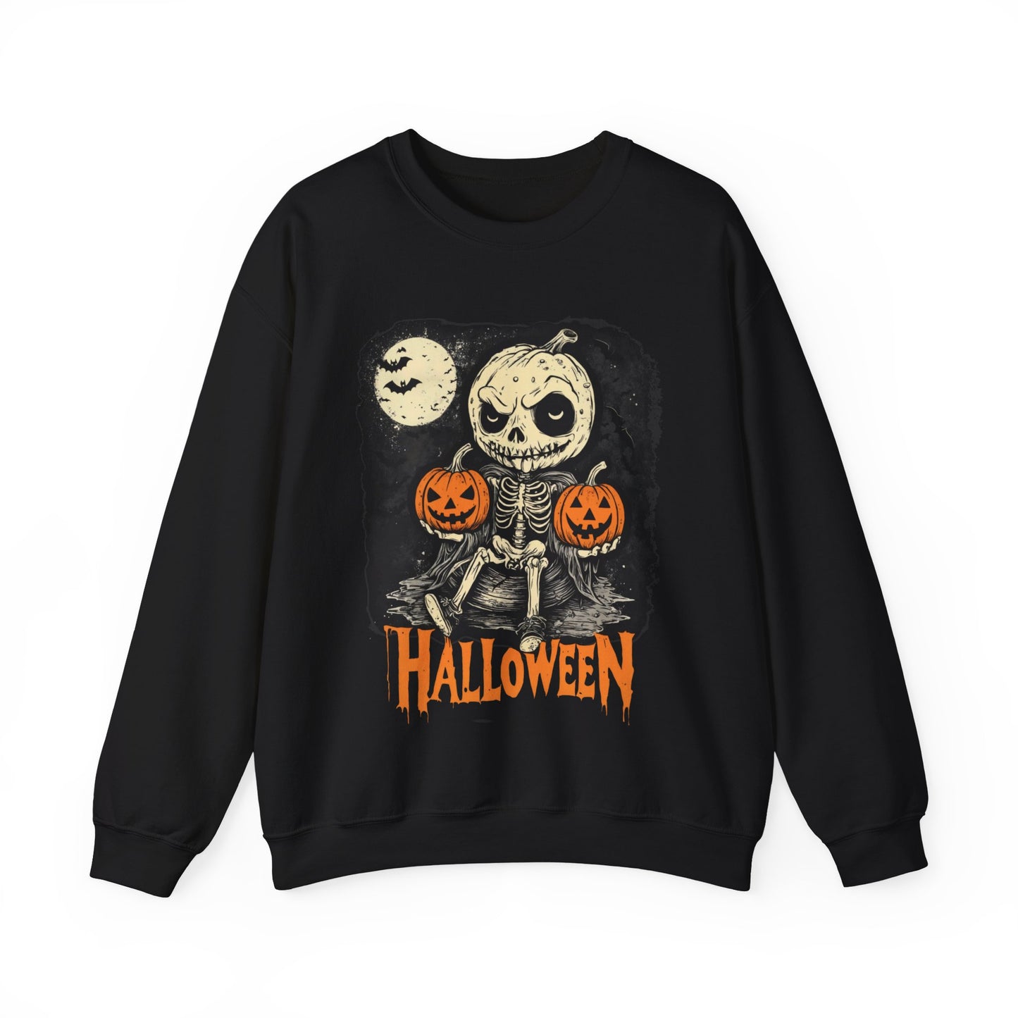 Halloween Pumpkin little Skull Sweatshirt, Fall Autumn Costume Jumper, Spooky Season Pullover, Trick or Treat Top, Jack O Lantern Graphic