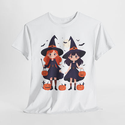 Halloween Witch Tee, Cute Smiling Girls Costume, Unisex Cotton Shirt, Halloween Party, Trick or Treat, Funny Halloween Gift, Spooky Witch