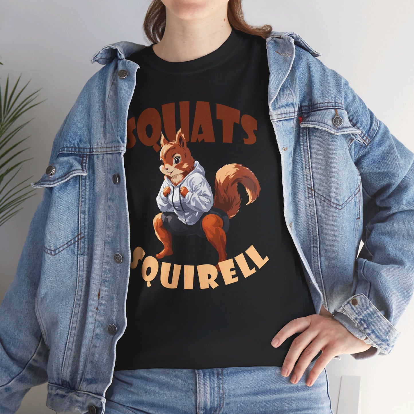 Squats Squirell T-Shirt - Lustiges Cartoon T-Shirt für Fitness-Enthusiasten und Katzenliebhaber