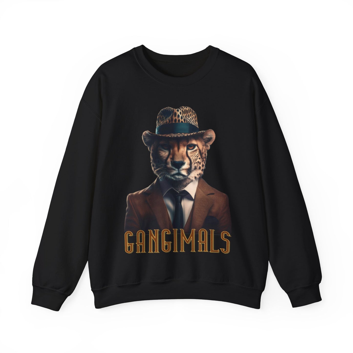 Retro Vintage Gangster Leopart Sweatshirt, Gangimals Cool 1930's Kitty Jumper, Hipster Feline Streetwear, Urban Pullover, Unisex