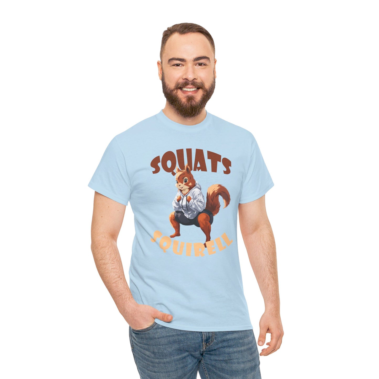 Squats Squirell T-Shirt - Lustiges Cartoon T-Shirt für Fitness-Enthusiasten und Katzenliebhaber