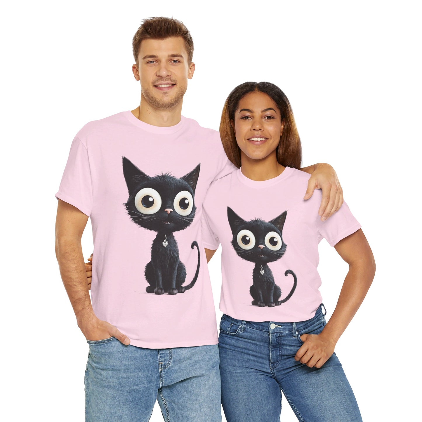 Cat Lover T-Shirt, Cute Kitty Tee, Adorable Feline Shirt, Big Eyed Cat Top, Animal Graphic Tee for Pet Owners