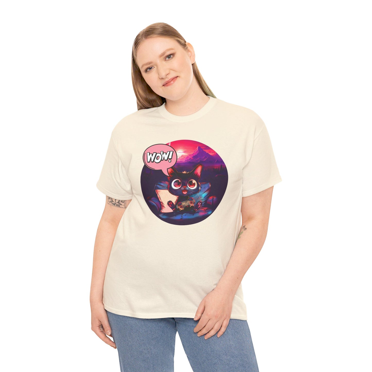 Wow! Gamer Cat" T-Shirt / Geschenk / Katzenliebhaber /Zocken / gaming / Comic / Katze