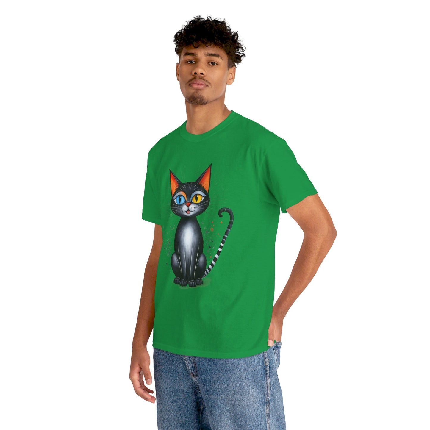 Cat Lover T-Shirt, Feline Graphic Tee, Multicolor Kitten Print Top, Animal Theme Shirt, Cat Enthusiast Clothing