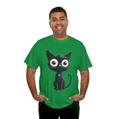 Cat Lover T-Shirt, Cute Kitty Tee, Adorable Feline Shirt, Big Eyed Cat Top, Animal Graphic Tee for Pet Owners