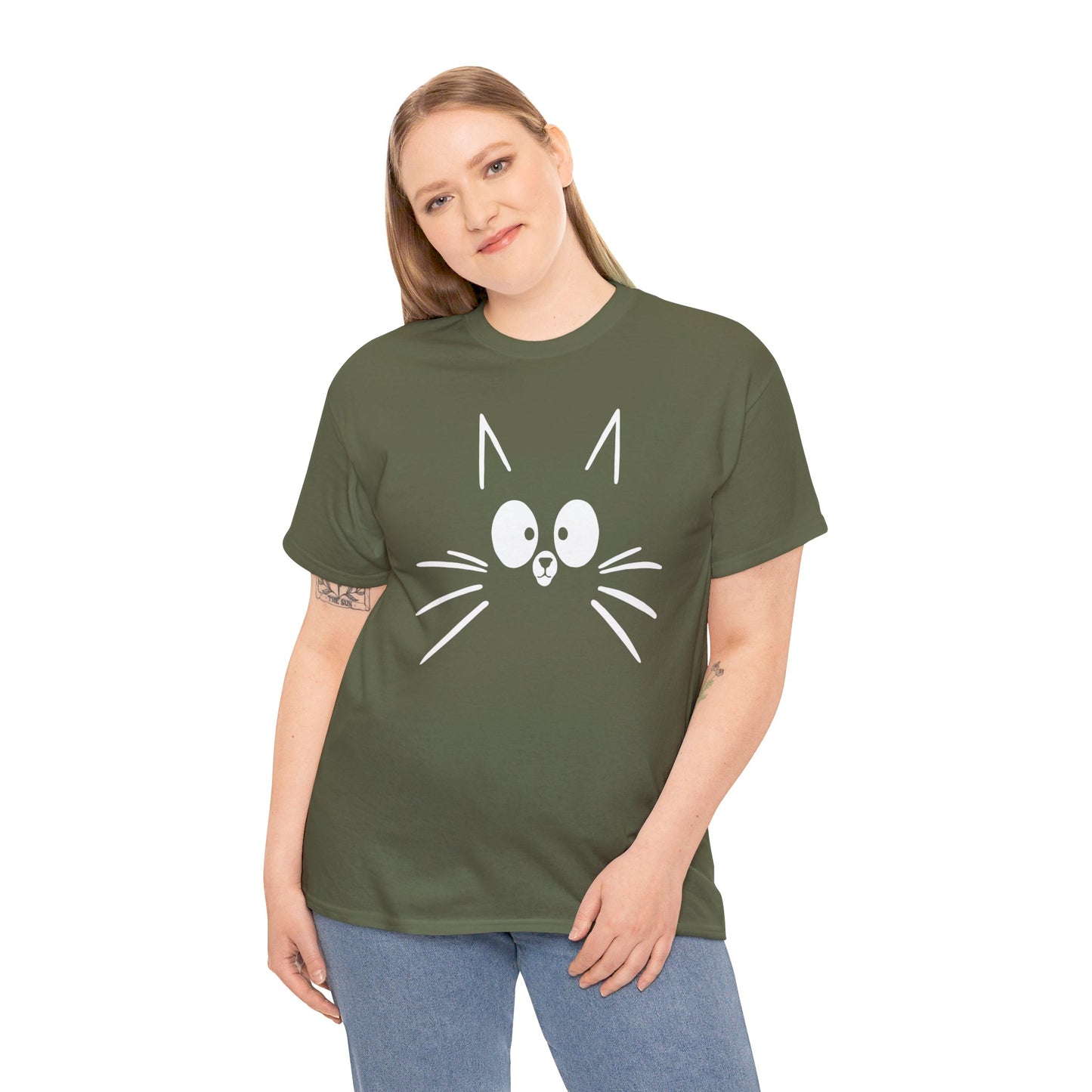 Minimalist Cat Face T-Shirt / Geschenk / Katzenliebhaber /Zocken / gaming / Comic / Katze