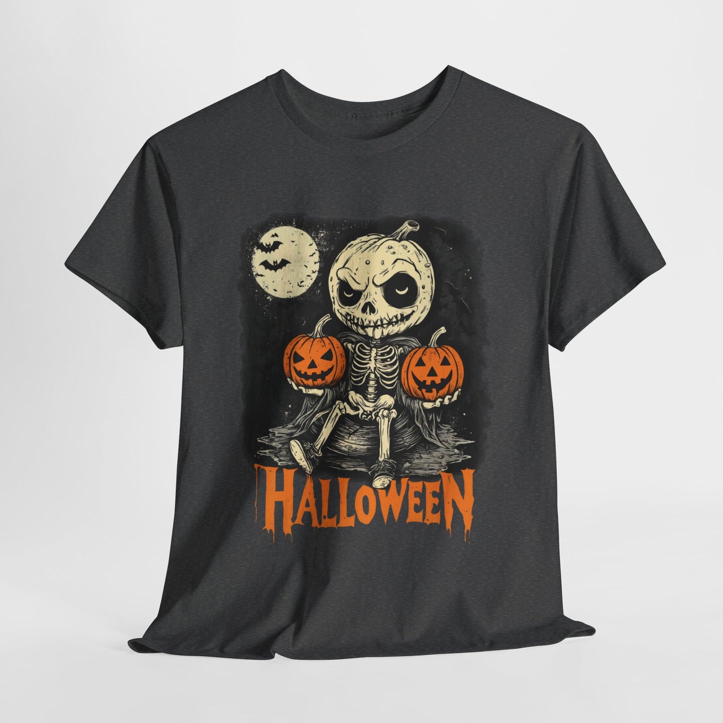 Halloween Pumpkin little Skull Tee, Spooky T-Shirt, Halloween Costume Shirt, Fall Witch Graphic Top, Halloween Party Outfit