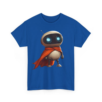 Süßer Roboter T-Shirt mit Umhang / Sci-Fi Cartoon Roboter Grafik Tee / Lustiges Unisex Shirt für Tech-Liebhaber