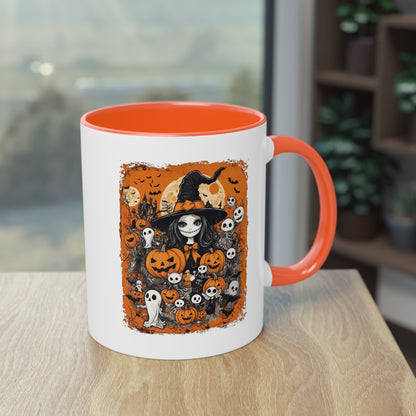 Halloween Pumpkin Mug, Witch Coffee Cup, Fall Kitchen Decor, October Mug, Spooky Halloween Gift, 11oz Mug