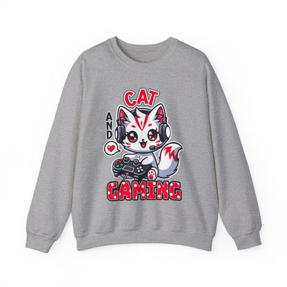 Cat and Gaming Unisex Heavy Blend™ Crewneck Sweatshirt