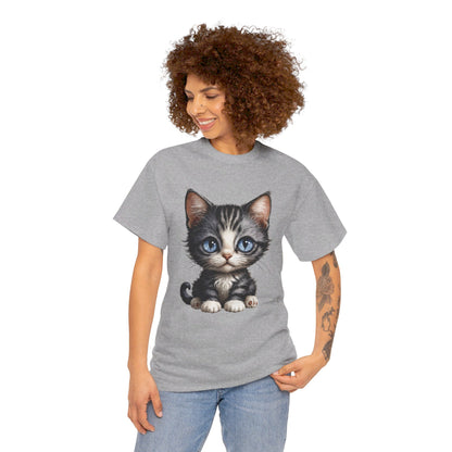 Cat Lover T-Shirt, Cute Kitten Graphic Tee, Animal Print Top, Blue Eyed Cat Shirt, Pet Owner Gift