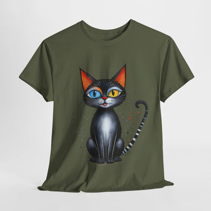 Cat Lover T-Shirt, Feline Graphic Tee, Multicolor Kitten Print Top, Animal Theme Shirt, Cat Enthusiast Clothing