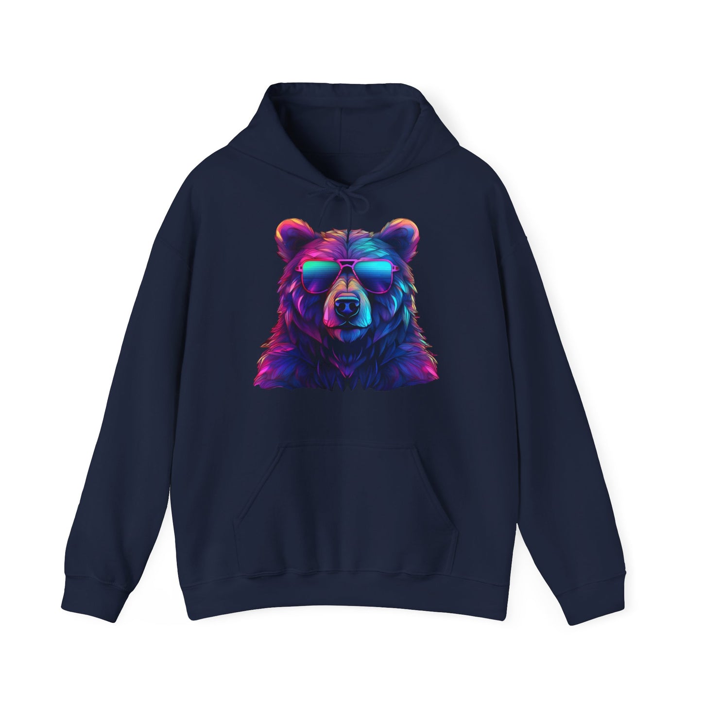 Cooler Bär mit Sonnenbrille Hoodie / Neon Bären Grafik / Wild Design für Tierliebhaber und Streetwear Fans / Lustiges Geschenk