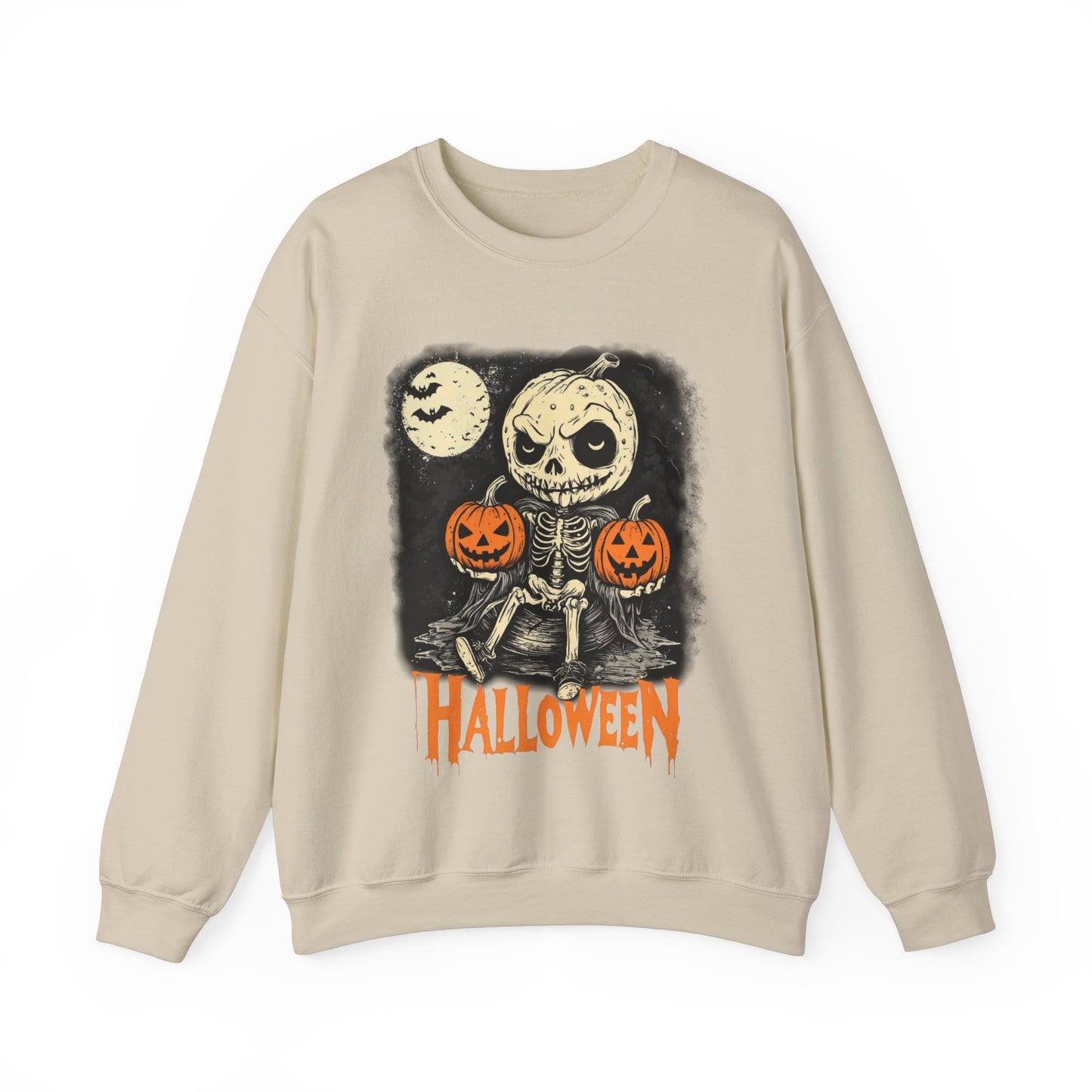 Halloween Pumpkin little Skull Sweatshirt, Fall Autumn Costume Jumper, Spooky Season Pullover, Trick or Treat Top, Jack O Lantern Graphic