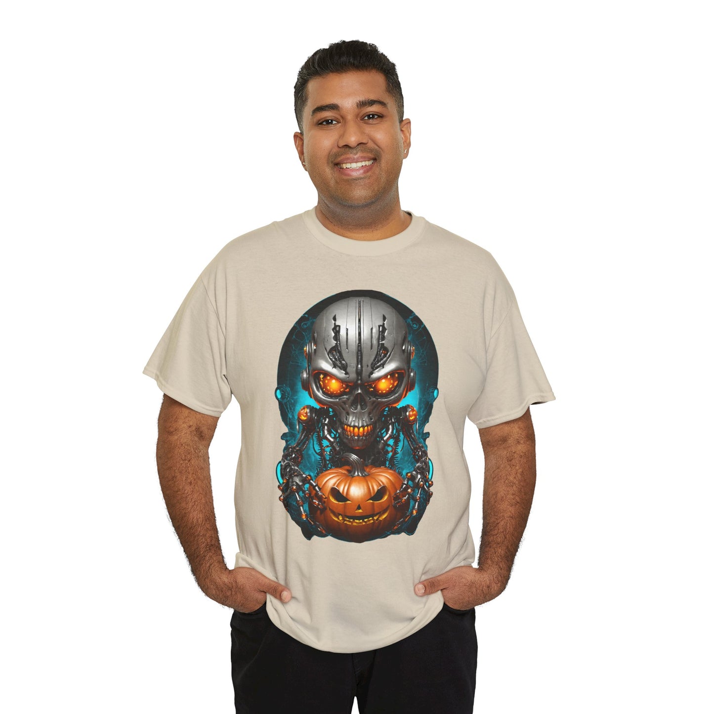 Halloween Pumking Cyborg T-Shirt, Halloween Tee, Unisex Shirt, Pumpkin Design Shirt, Halloween Costume