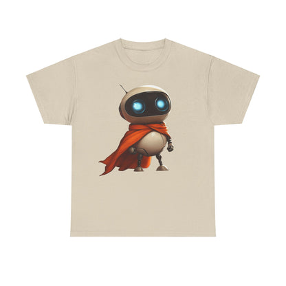 Süßer Roboter T-Shirt mit Umhang / Sci-Fi Cartoon Roboter Grafik Tee / Lustiges Unisex Shirt für Tech-Liebhaber