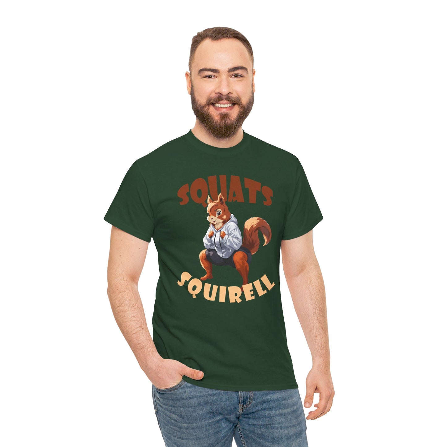 Squats Squirell T-Shirt - Lustiges Cartoon T-Shirt für Fitness-Enthusiasten und Katzenliebhaber