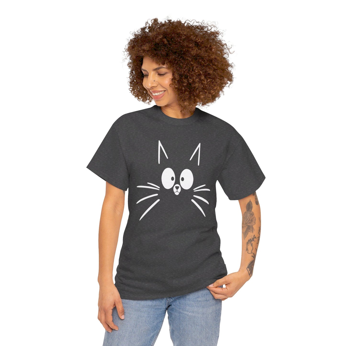 Minimalist Cat Face T-Shirt / Geschenk / Katzenliebhaber /Zocken / gaming / Comic / Katze