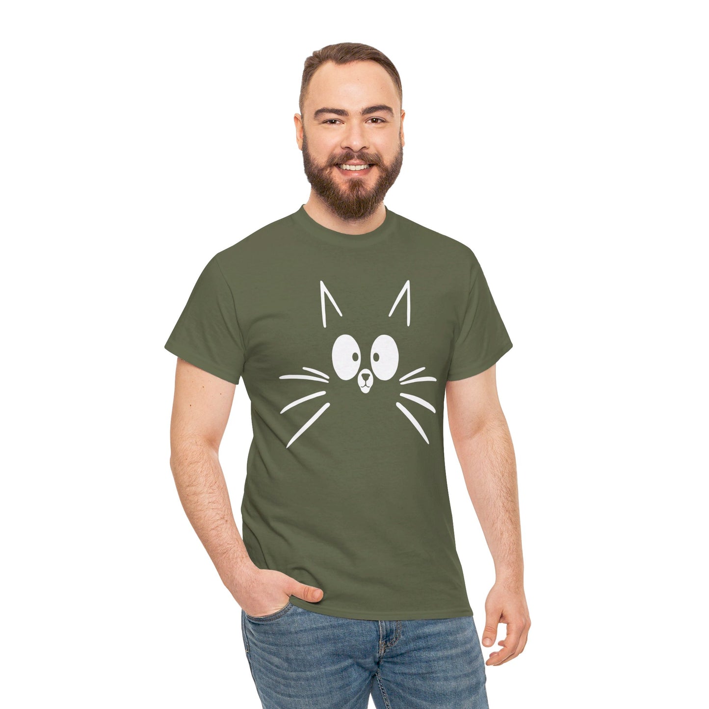 Minimalist Cat Face T-Shirt / Geschenk / Katzenliebhaber /Zocken / gaming / Comic / Katze